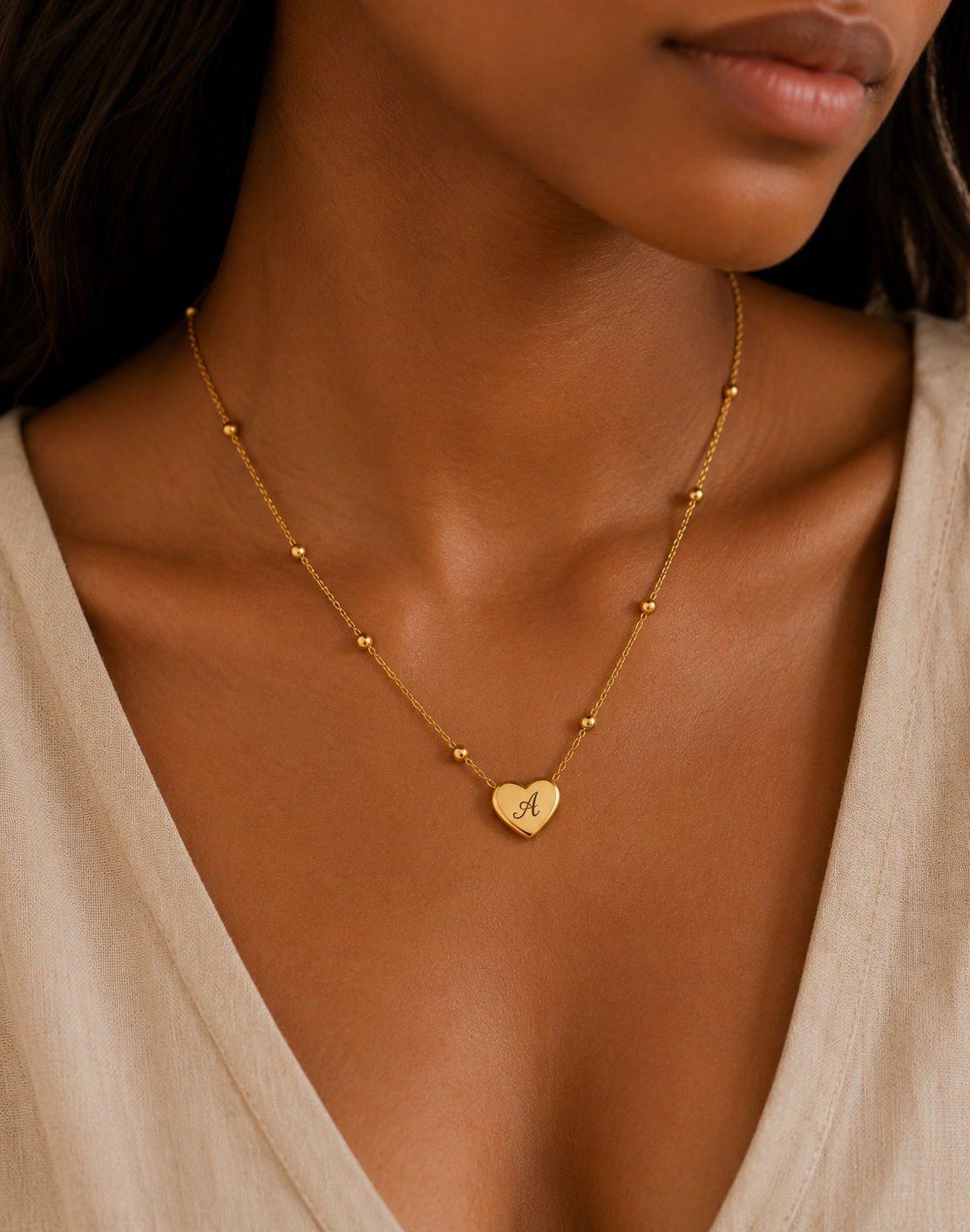 Personalised Heart Bead Necklace