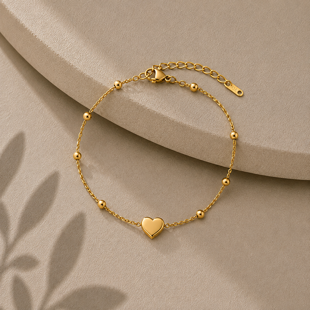 Golden Heart Beaded Bracelet